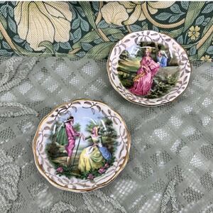 Vintage Courting Scene Butter Pat Dish James Kent Romance Series Trinket Dish